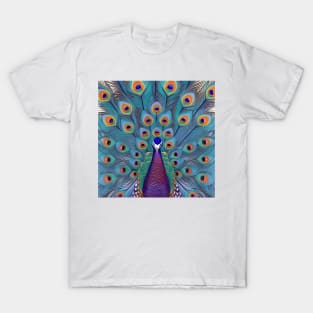 Majestic Plumage: A Peacock's Display T-Shirt